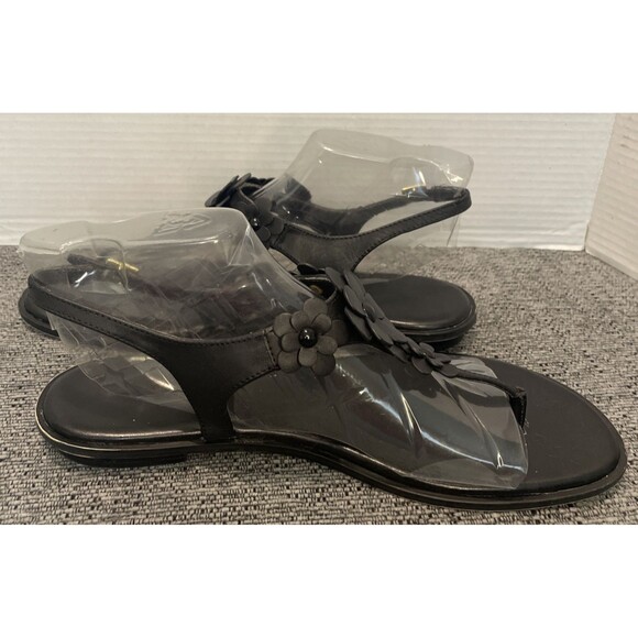 Michael Kors Sandals‎ Women's Size 11M Black Flat Thong Slingback Flower Summer - Picture 7 of 16